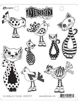 Dylusions - Rubber Stamps - Cat amongst the Pigeons