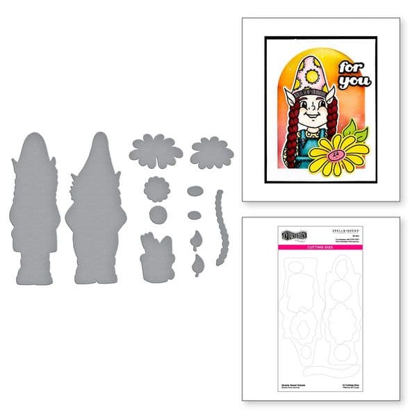 Dylusions - SpellBinders Thin Cutting Die Set - Gnome Sweet Gnome