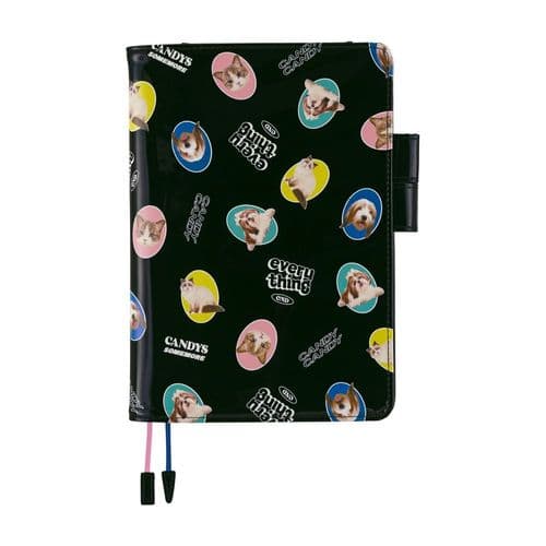 Hobonichi Techo - A5 Cousin Cover - Candy Stripper: Random Dog & Cat (Black)