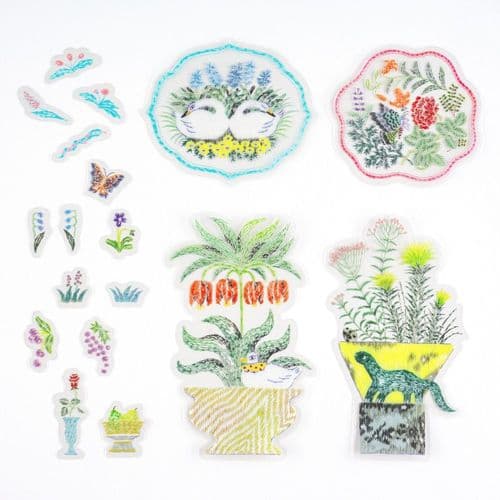 Hobonichi Techo - Transparent Embroidery Sticker Set - Iyo Okumi: My Garden