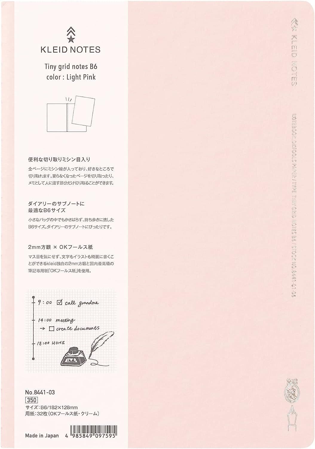 Klied Notes Kleid - Tiny Grid Notebook - B6 - Light Pink