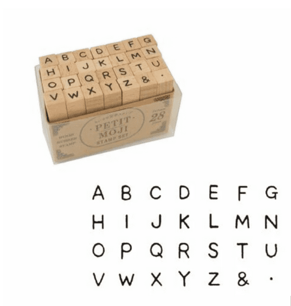 Kodomo No Kao - Wooden Stamp - Petit Moji Sml Set - Upper Curved Alpha