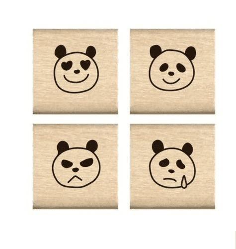 Kodomo No Kao - Wooden Stamp - Stamp Set - Pandas
