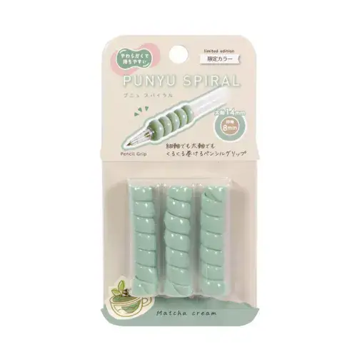 Kutsuwa - Punyu Spiral - Pencil Grip - Sweet Colours - Green Tea