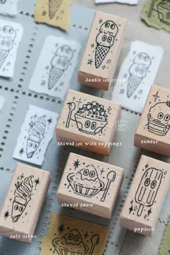 LCN Studio - Wood Mounted Rubber Stamp - Ice Cream Collectio