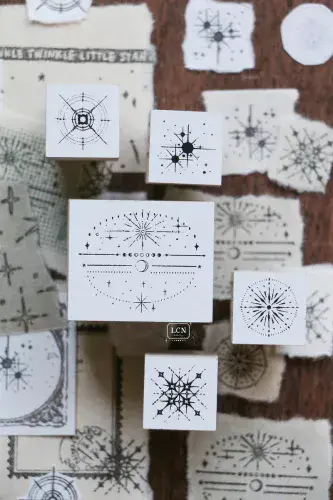 LCN Studio - Wood Mounted Rubber Stamp - Nebula Set