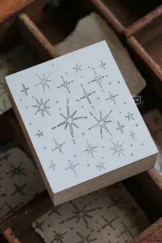 LCN Studio - Wood Mounted Rubber Stamp - Shiny Stars