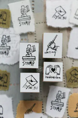 LCN Studio - Wood Mounted Rubber Stamp - Tiny Signs Set