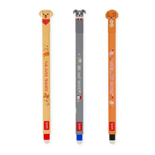 Legami - Set of 3 Erasable Pens - Fur-Ever Friends