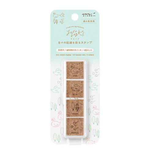 Midori - Yuru Log - Paintable Stamp (pre Inked) - Forest Scenery