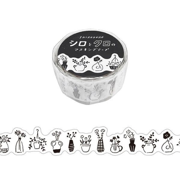 Mind Wave - Masking Tape - Black & White - Vase