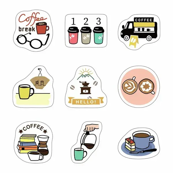 Papier Platz - Flake Stickers - Fukawake Hanko - Coffee