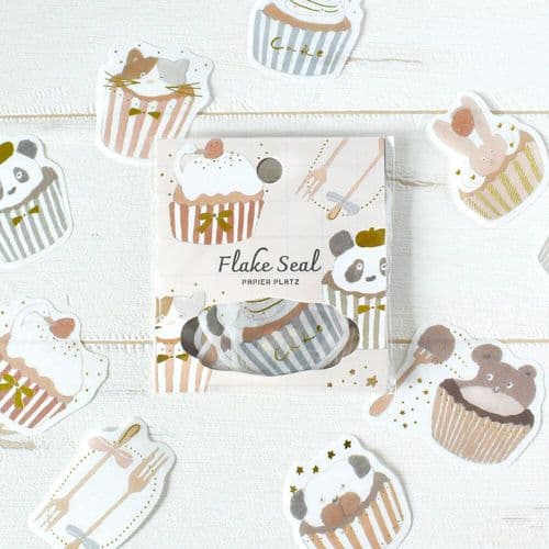 Papier Platz - Flake Stickers - Tobimatsu Shoichirou - Gold Foil Cupcakes