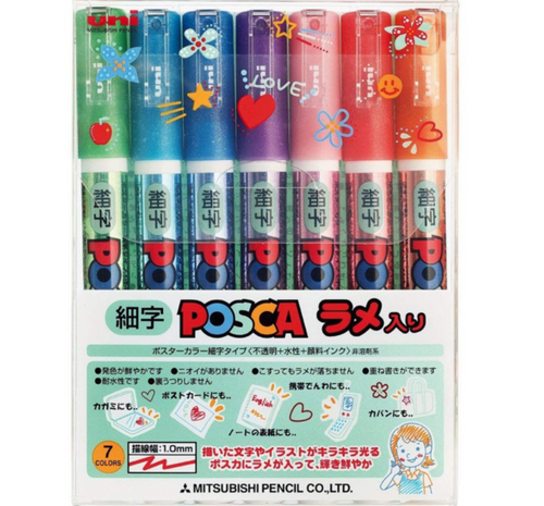 Posca - Medium 3M Set - Glitter 7pc