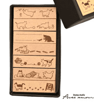 Sanby - 7pc Mini Border Stamp Set - Cats