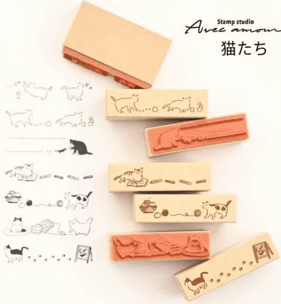 Sanby - 7pc Mini Border Stamp Set - Cats