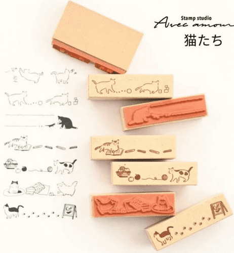 Sanby - 7pc Mini Border Stamp Set - Cats