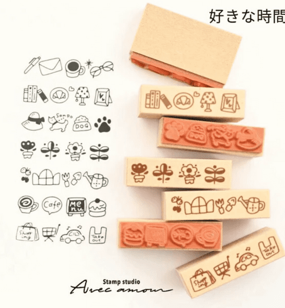 Sanby - 7pc Mini Border Stamp Set - Favourite Time