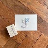 Sanby Stamps - Wood Mounted Rubber Stamp - Aibo Bear TSW099