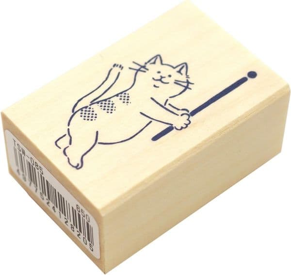 Sanby Stamps - Wood Mounted Rubber Stamp - Aibo Neko TSW085