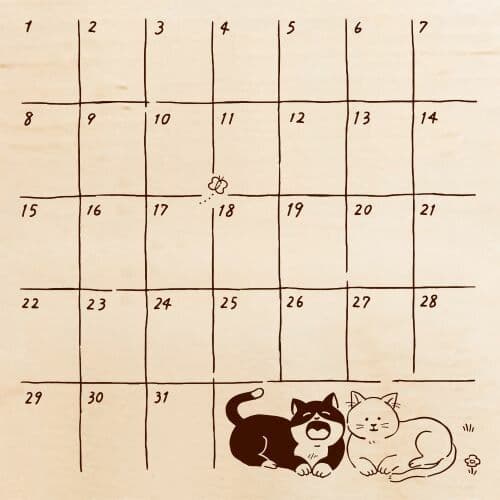 Sanby Stamps - Wood Mounted Rubber Stamp - Cat Calender TSW160