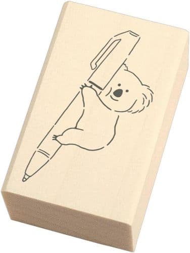 Sanby Stamps - Wood Mounted Rubber Stamp - Koala & Pen TSW123