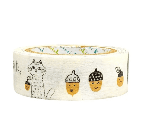 Shinzi Katoh - Washi Tape - Monochrome - Acorns & Wildcat
