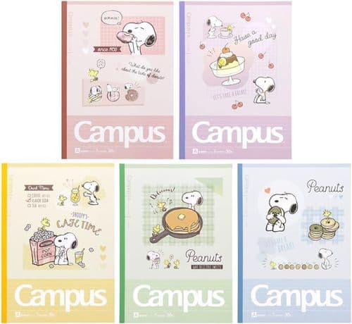Snoopy - Campus B5 Notebook Set - Cookie, Doughnuts, Pancake, Popcorn & Pudding