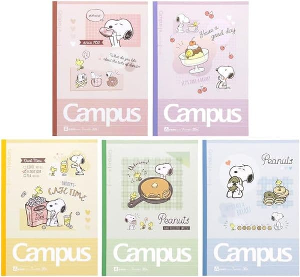 Snoopy - Campus B5 Notebook Set - Cookie, Doughnuts, Pancake, Popcorn & Pudding