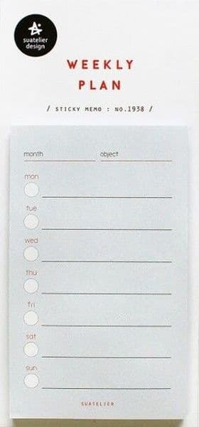 Suatelier - Sticky Note Pad - Weekly Plan