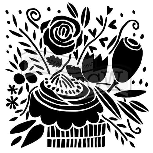 The Crafters Workshop - Art by Marlene - 6x6" Stencil - Celebration Bouquet