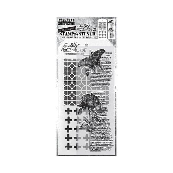 Tim Holtz Clear Stamp & Stencil Set Botanic Collage 160