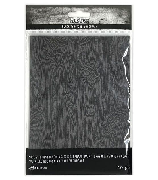 Tim Holtz - Halloween Collection - Black Woodgrain Cardstock