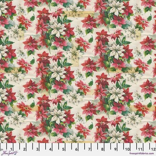 Tim Holtz - Holidays Past Fabric - 50cm - Poinsettia