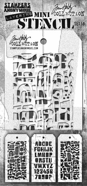 Tim Holtz - Mini Layering Stencils - Set #58