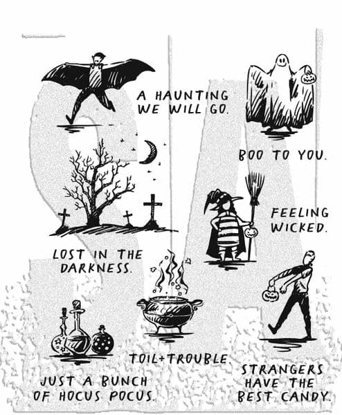 Tim Holtz - Rubber Stamps - CMS469 - Halloween Sketchbook