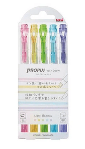 Uni - Propus Highlighters - 5pk - Light Colours