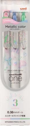Uni - Uni One 0.38mm - Creative Colour - Shimmer Set - Pink, Mint, Blue