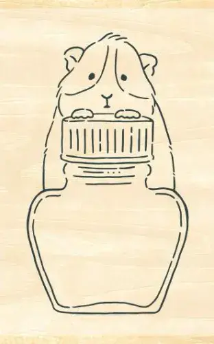 Wood Mounted Rubber Stamp - Guinea Pig Bottle TSW124