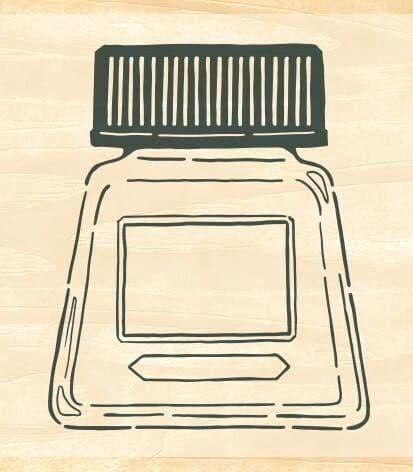 Wood Mounted Rubber Stamp - Ink Bottle TSW128