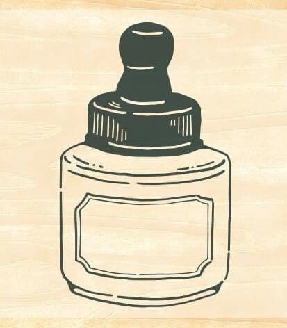 Wood Mounted Rubber Stamp - Ink Dropper Bottle TSW129