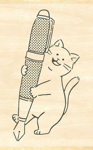 Wood Mounted Rubber Stamp - Neko Hanyo TSW121