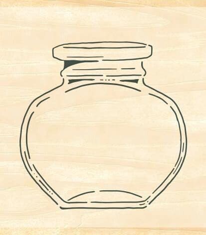Wood Mounted Rubber Stamp - Round Glass Bottle TSW126