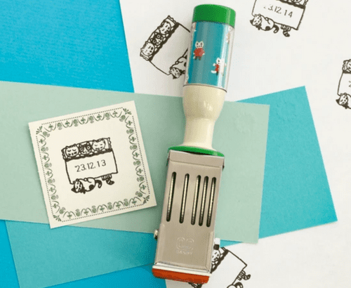 Yumi Kitagishi - Sanby Rotating Date Stamp M - Good Night Cat (square)