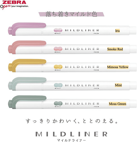 Zebra Pens - Mildliners - Calme & Mild - Individual Colours