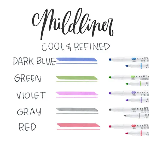 Zebra Pens - Mildliners - Individual Colours - Cool & Refinded