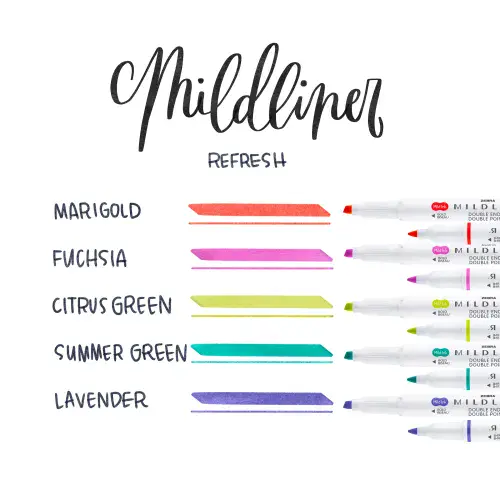 Zebra Pens - Mildliners - Individual Colours - Refresh Bright