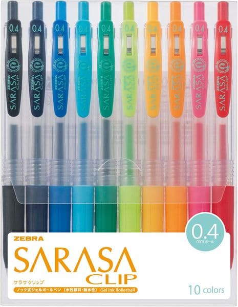 Zebra Pens - Sarasa Clip 0.4 - 10 Colour Set