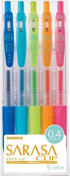 Zebra Pens - Sarasa Clip 0.4 - 5 Colour Set