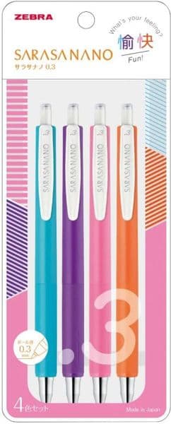 Zebra Pens - Sarasa Nano 0.3mm - 4pk - Fun